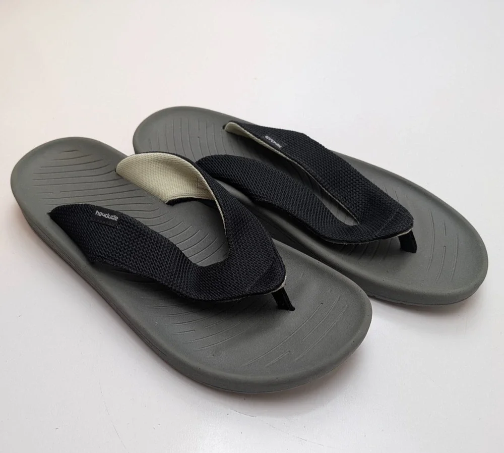 Hey Dude Milo Black Army Flip Flop Thong Sandals Men's Size 15 Comfort